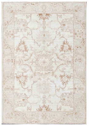 Hand Knotted Oushak Wool Rug - 4' 2" X 6' 0" 4' 2" X 6' 0" (127 X 183) / Ivory / Wool