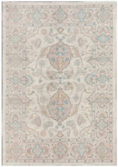 Hand Knotted Oushak Wool Rug - 10' 2" X 14' 2" 10' 2" X 14' 2" (310 X 432) / Ivory / Wool