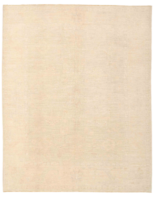 Hand Knotted Oushak Wool Rug - 9' 0" X 11' 3" 9' 0" X 11' 3" (274 X 343) / Ivory / Wool