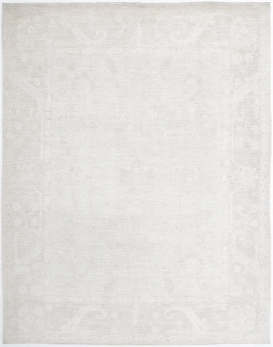 Hand Knotted Oushak Wool Rug - 8' 3" X 10' 6" 8' 3" X 10' 6" (251 X 320) / Grey / Wool