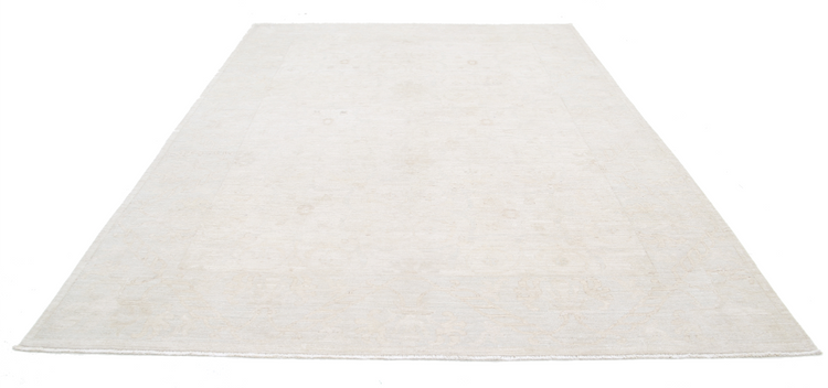 Hand Knotted Oushak Wool Rug - 8' 5" X 11' 11" 8' 5" X 11' 11" (257 X 363) / Ivory / Wool