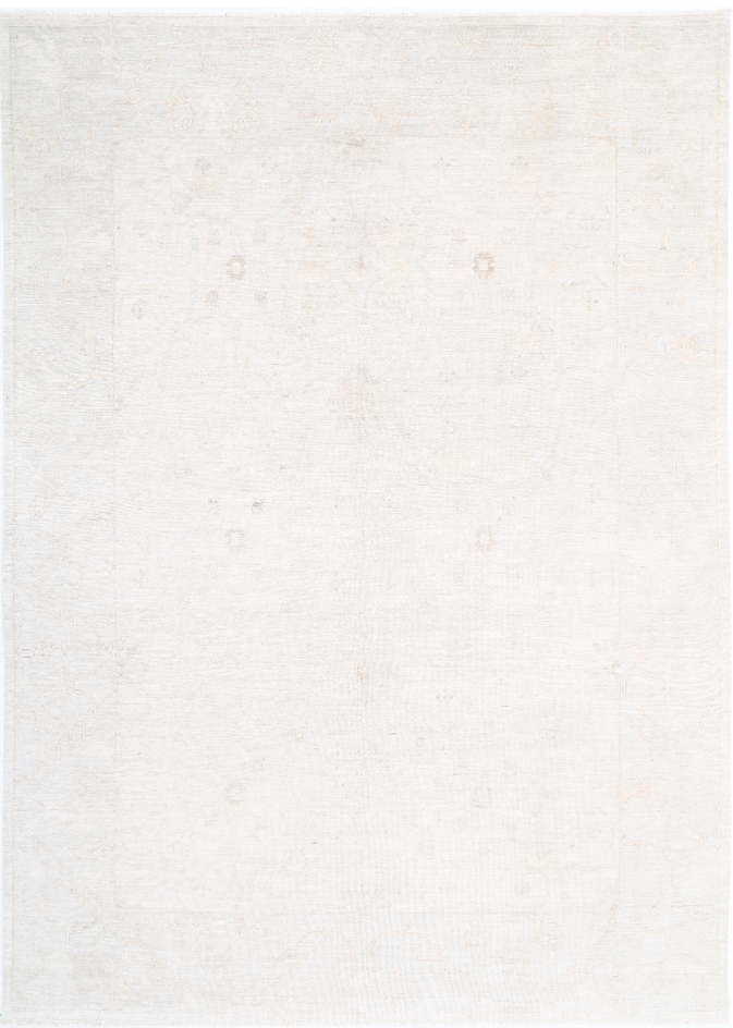 Hand Knotted Oushak Wool Rug - 8' 5" X 11' 11" 8' 5" X 11' 11" (257 X 363) / Ivory / Wool