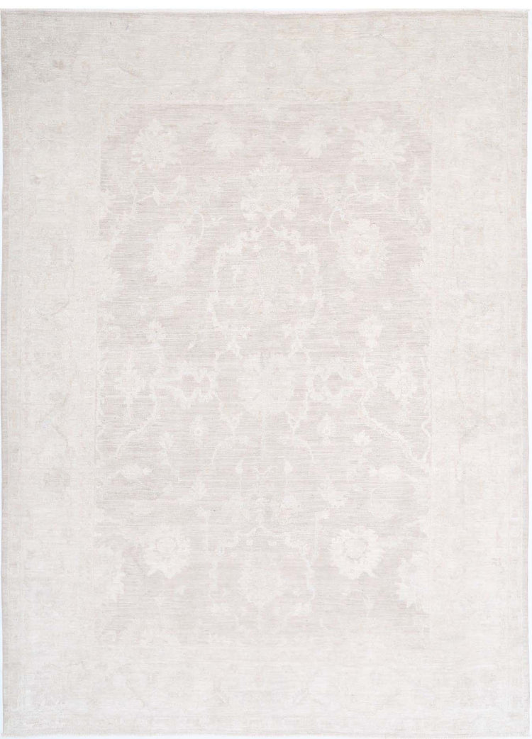 Hand Knotted Oushak Wool Rug - 9'11'' x 13'6''