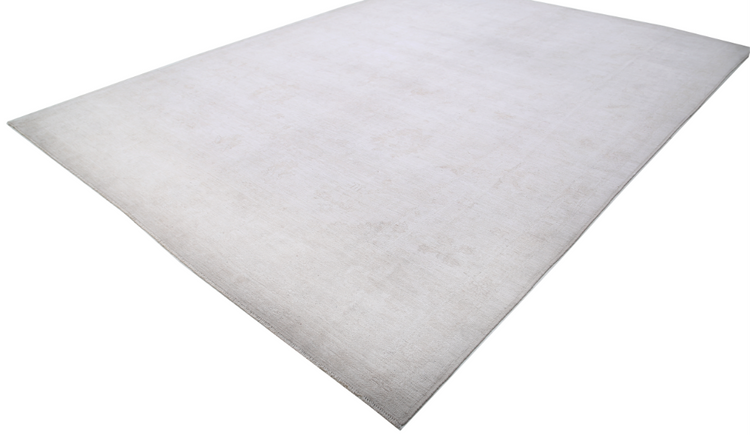 Hand Knotted Oushak Wool Rug - 10' 4" X 14' 1" 10' 4" X 14' 1" (315 X 429) / Ivory / Wool