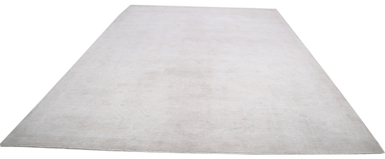 Hand Knotted Oushak Wool Rug - 10' 4" X 14' 1" 10' 4" X 14' 1" (315 X 429) / Ivory / Wool