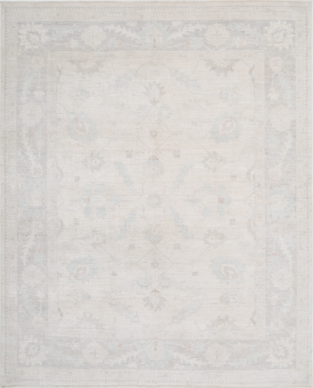 Hand Knotted Oushak Wool Rug - 8' 1" X 10' 0" 8' 1" X 10' 0" (246 X 305) / Ivory / Wool