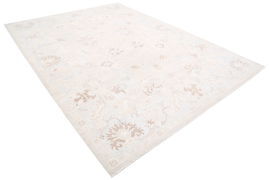 Hand Knotted Oushak Wool Rug - 8' 8" X 11' 7" 8' 8" X 11' 7" (264 X 353) / Ivory / Wool