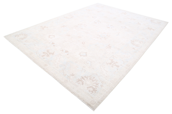 Hand Knotted Oushak Wool Rug - 8' 8" X 11' 7" 8' 8" X 11' 7" (264 X 353) / Ivory / Wool