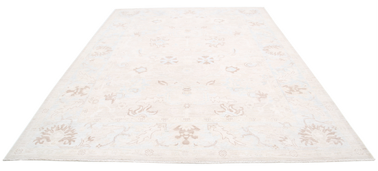 Hand Knotted Oushak Wool Rug - 8' 8" X 11' 7" 8' 8" X 11' 7" (264 X 353) / Ivory / Wool