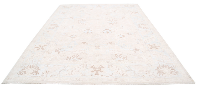 Hand Knotted Oushak Wool Rug - 8' 8" X 11' 7" 8' 8" X 11' 7" (264 X 353) / Ivory / Wool