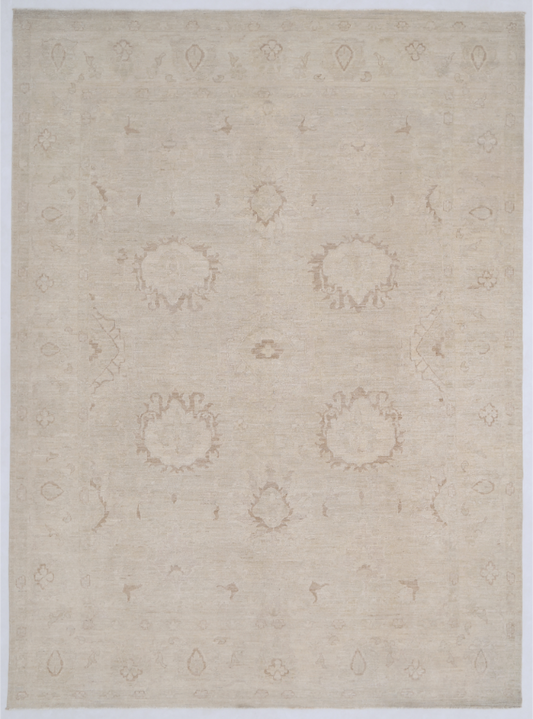 Hand Knotted Oushak Wool Rug - 8' 6" X 11' 7" 8' 6" X 11' 7" (259 X 353) / Grey / Wool