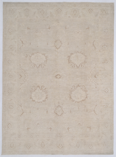 Hand Knotted Oushak Wool Rug - 8' 6" X 11' 7" 8' 6" X 11' 7" (259 X 353) / Grey / Wool