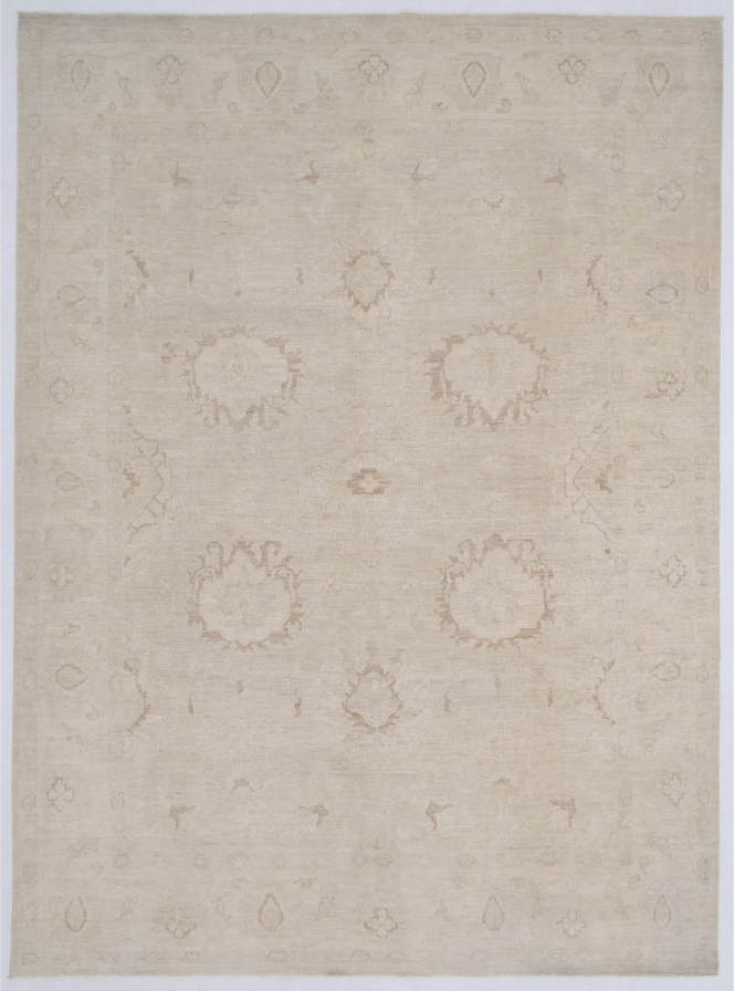 Hand Knotted Oushak Wool Rug - 8' 6" X 11' 7" 8' 6" X 11' 7" (259 X 353) / Grey / Wool