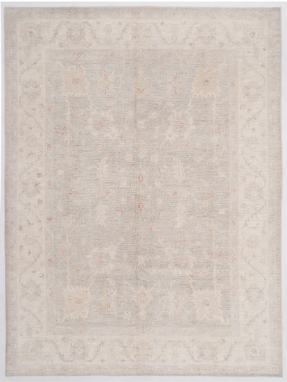 Hand Knotted Oushak Wool Rug - 9' 2" X 12' 3" 9' 2" X 12' 3" (280 X 373) / Grey / Wool