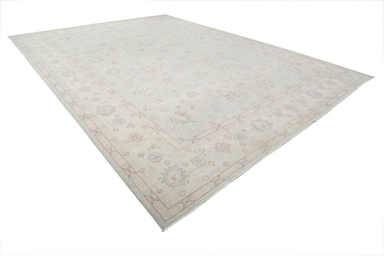 Hand Knotted Oushak Wool Rug - 12' 9" X 17' 7" 12' 9" X 17' 7" (389 X 536) / Grey / Wool