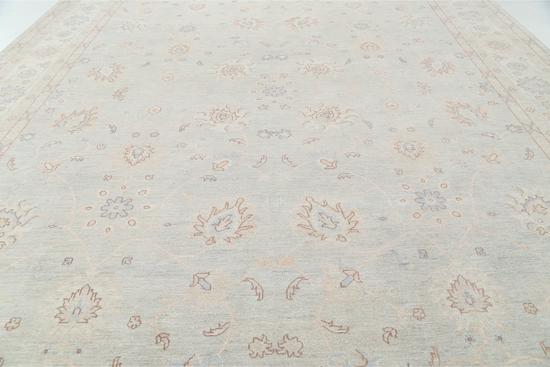 Hand Knotted Oushak Wool Rug - 12' 9" X 17' 7" 12' 9" X 17' 7" (389 X 536) / Grey / Wool