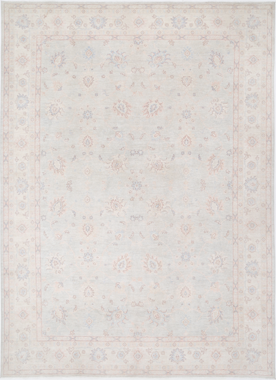 Hand Knotted Oushak Wool Rug - 12' 9" X 17' 7" 12' 9" X 17' 7" (389 X 536) / Grey / Wool