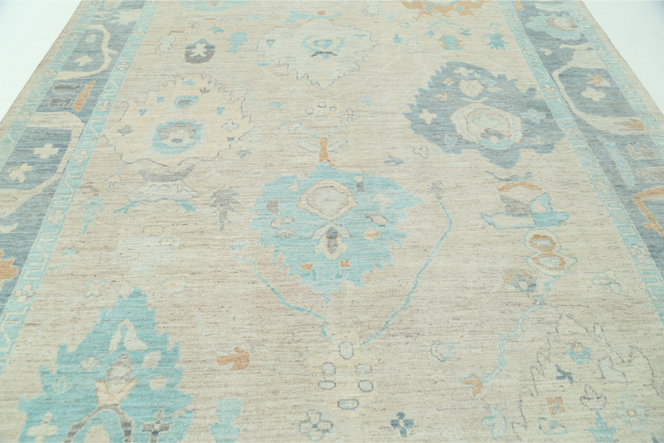 Hand Knotted Oushak Wool Rug - 9' 0" X 11' 9" 9' 0" X 11' 9" (274 X 358) / Peach / Wool