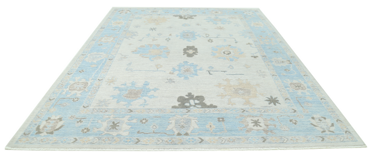 Hand Knotted Oushak Wool Rug - 9' 4" X 12' 2" 9' 4" X 12' 2" (284 X 371) / Ivory / Wool