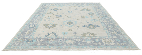 Hand Knotted Oushak Wool Rug - 9' 1" X 11' 9" 9' 1" X 11' 9" (277 X 358) / Silver / Wool