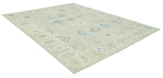 Hand Knotted Oushak Wool Rug - 9' 2" X 11' 11" 9' 2" X 11' 11" (280 X 363) / Grey / Wool