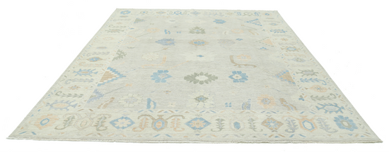 Hand Knotted Oushak Wool Rug - 9' 2" X 11' 11" 9' 2" X 11' 11" (280 X 363) / Grey / Wool