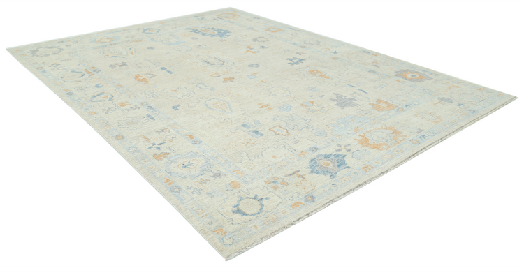 Hand Knotted Oushak Wool Rug - 8' 11" X 11' 9" 8' 11" X 11' 9" (272 X 358) / Taupe / Wool