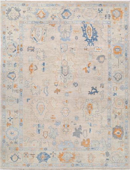 Hand Knotted Oushak Wool Rug - 8' 11" X 11' 9" 8' 11" X 11' 9" (272 X 358) / Taupe / Wool