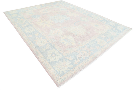 Hand Knotted Oushak Wool Rug - 9' 3" X 11' 10" 9' 3" X 11' 10" (282 X 361) / Pink / Wool