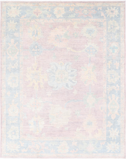 Hand Knotted Oushak Wool Rug - 9' 3" X 11' 10" 9' 3" X 11' 10" (282 X 361) / Pink / Wool