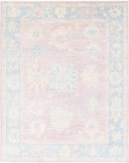 Hand Knotted Oushak Wool Rug - 9' 3" X 11' 10" 9' 3" X 11' 10" (282 X 361) / Pink / Wool