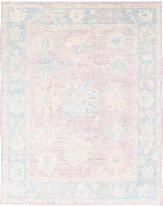 Hand Knotted Oushak Wool Rug - 9' 3" X 11' 10" 9' 3" X 11' 10" (282 X 361) / Pink / Wool