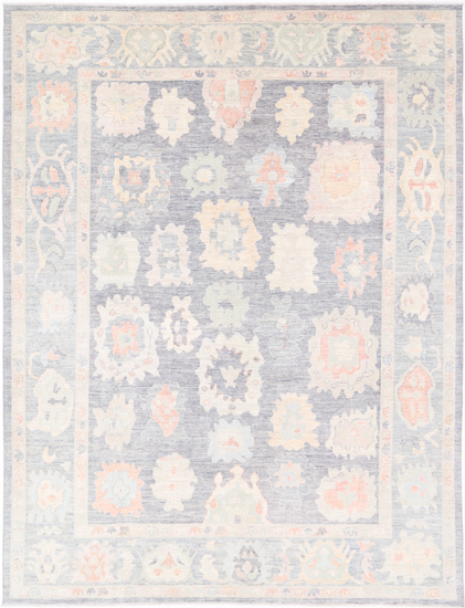 Hand Knotted Oushak Wool Rug - 10' 2" X 13' 6" 10' 2" X 13' 6" (310 X 411) / Grey / Wool