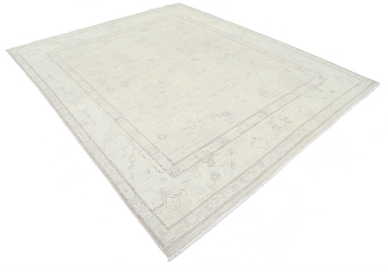 Hand Knotted Oushak Wool Rug - 7' 11" X 9' 3" 7' 11" X 9' 3" (241 X 282) / Taupe / Wool