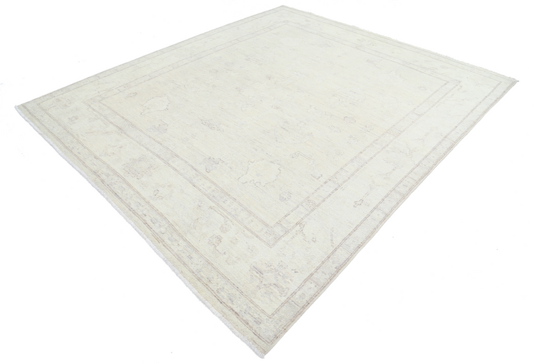 Hand Knotted Oushak Wool Rug - 7' 11" X 9' 3" 7' 11" X 9' 3" (241 X 282) / Taupe / Wool