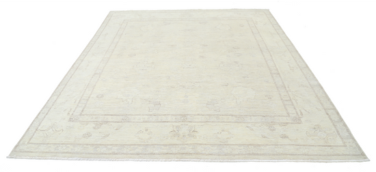 Hand Knotted Oushak Wool Rug - 7' 11" X 9' 3" 7' 11" X 9' 3" (241 X 282) / Taupe / Wool