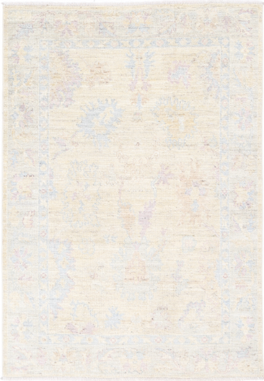 Hand Knotted Oushak Wool Rug - 4' 0" X 5' 11" 4' 0" X 5' 11" (122 X 180) / Beige / Wool