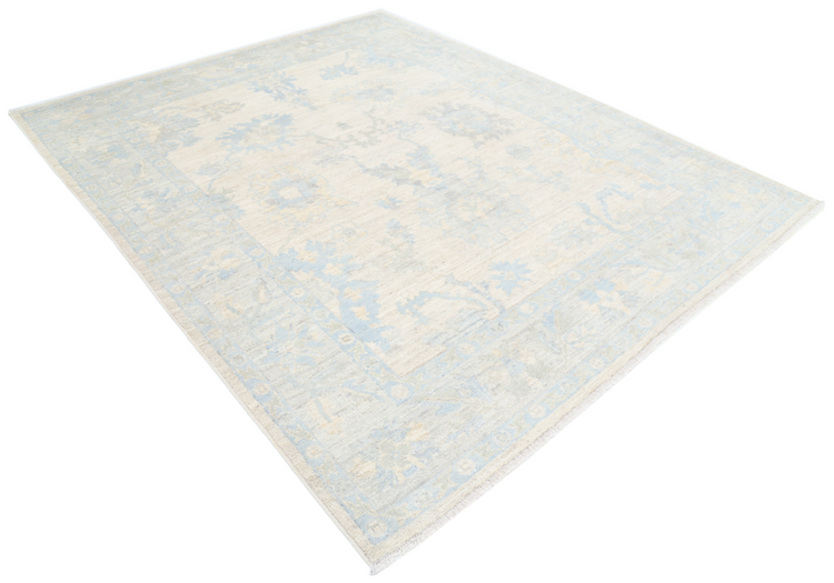 Hand Knotted Oushak Wool Rug - 6' 8" X 8' 3" 6' 8" X 8' 3" (203 X 251) / Taupe / Wool