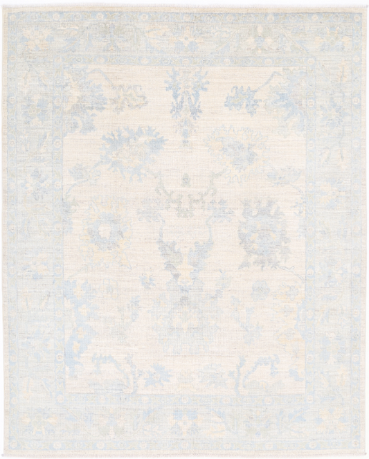 Hand Knotted Oushak Wool Rug - 6' 8" X 8' 3" 6' 8" X 8' 3" (203 X 251) / Taupe / Wool