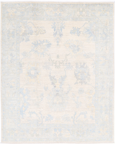 Hand Knotted Oushak Wool Rug - 6' 8" X 8' 3" 6' 8" X 8' 3" (203 X 251) / Taupe / Wool