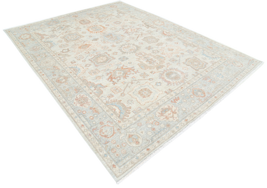 Hand Knotted Oushak Wool Rug - 7' 9" X 9' 9" 7' 9" X 9' 9" (236 X 297) / Blue / Wool