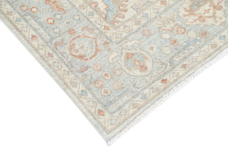 Hand Knotted Oushak Wool Rug - 7' 9" X 9' 9" 7' 9" X 9' 9" (236 X 297) / Blue / Wool