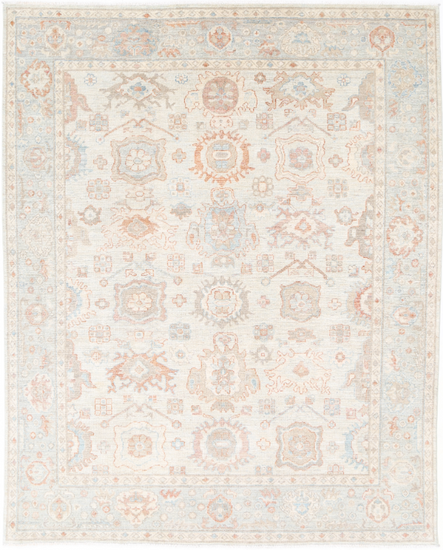 Hand Knotted Oushak Wool Rug - 7' 9" X 9' 9" 7' 9" X 9' 9" (236 X 297) / Blue / Wool