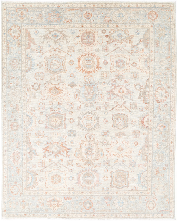 Hand Knotted Oushak Wool Rug - 7' 9" X 9' 9" 7' 9" X 9' 9" (236 X 297) / Blue / Wool