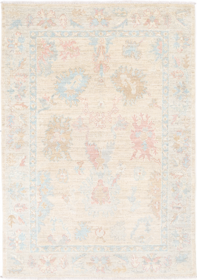 Hand Knotted Oushak Wool Rug - 4' 0" X 6' 0" 4' 0" X 6' 0" (122 X 183) / Taupe / Wool