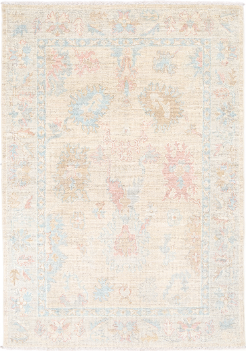 Hand Knotted Oushak Wool Rug - 4' 0" X 6' 0" 4' 0" X 6' 0" (122 X 183) / Taupe / Wool