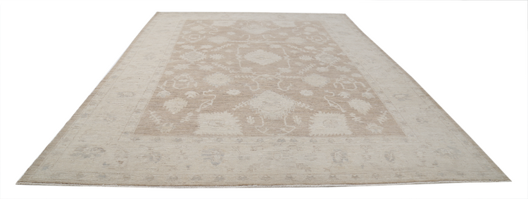 Hand Knotted Oushak Wool Rug - 9' 2" X 12' 10" 9' 2" X 12' 10" (280 X 391) / Taupe / Wool