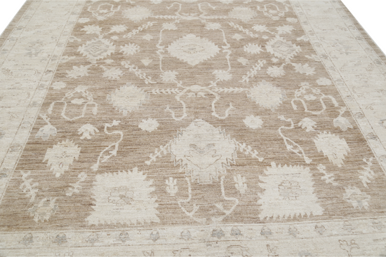 Hand Knotted Oushak Wool Rug - 9' 2" X 12' 10" 9' 2" X 12' 10" (280 X 391) / Taupe / Wool