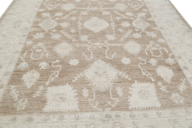 Hand Knotted Oushak Wool Rug - 9' 2" X 12' 10" 9' 2" X 12' 10" (280 X 391) / Taupe / Wool