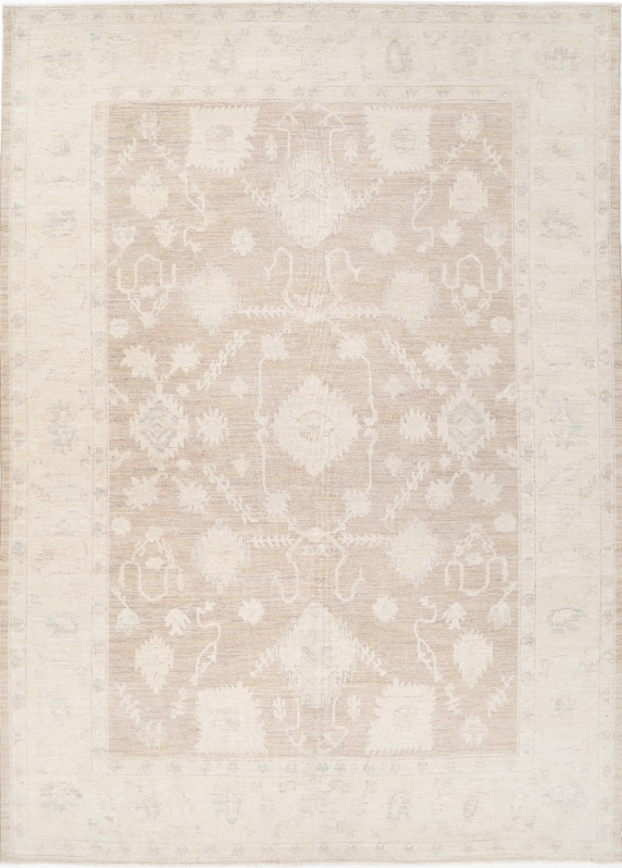 Hand Knotted Oushak Wool Rug - 9' 2" X 12' 10" 9' 2" X 12' 10" (280 X 391) / Taupe / Wool